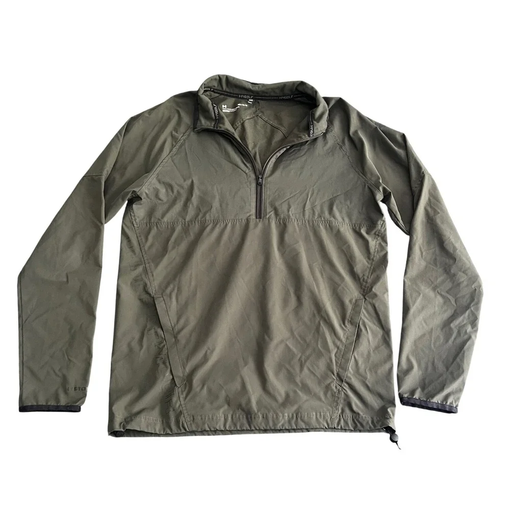 Under Armour Men's Large Storm Golf Windbreaker Olive Green 1/4 Zip Pullover